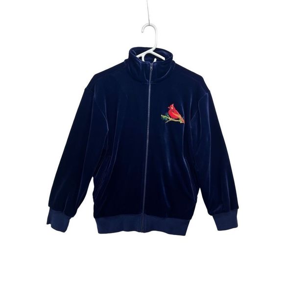 Vintage National Wildlife Federation Zip Up Sweater Size Small Velvet Cardinal B - Picture 1 of 8